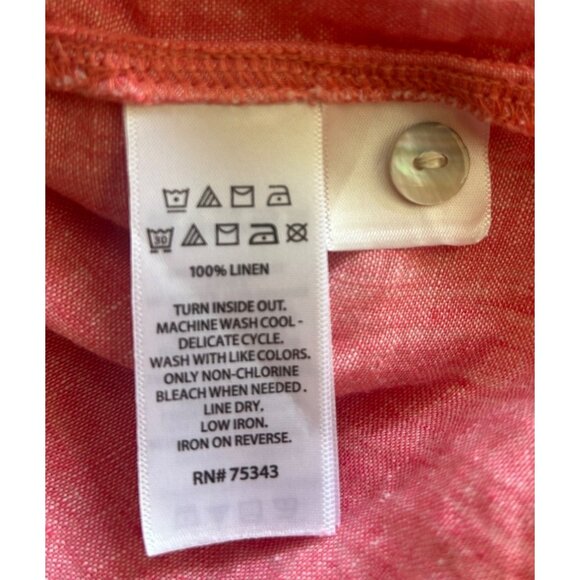 Sigrid Olsen Women's Salmon Button-Front Linen Tunic Top Size XL - Picture 5 of 7